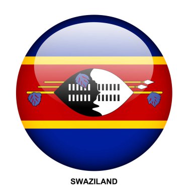 Beyaz arkaplanda SWAZILAND bayrak düğmesi