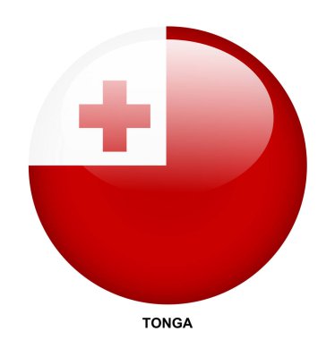  Beyaz arkaplanda TONGA bayrak düğmesi