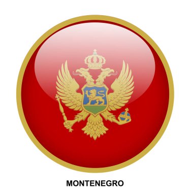 Beyaz arkaplanda MONTENEGRO bayrak düğmesi