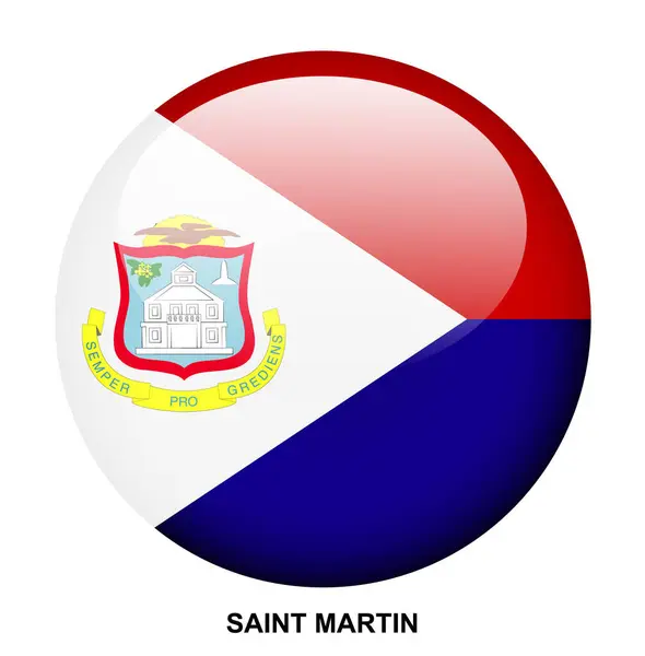 stock vector SAINT MARTIN flag button on white background