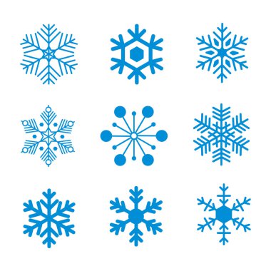  Beyaz arkaplanda kar taneleri simgeleri kümesi