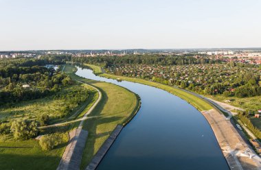 Polonya 'daki Nysa kasabasının hava manzarası