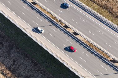 Wroclaw Polonya 'daki otoyolun havadan görünüşü