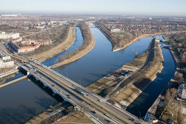 Luchtfoto Van Stad Wroclaw Polen — Stockfoto