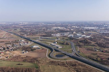 Wroclaw şehrinin banliyölerinin hava manzarası, Polonya