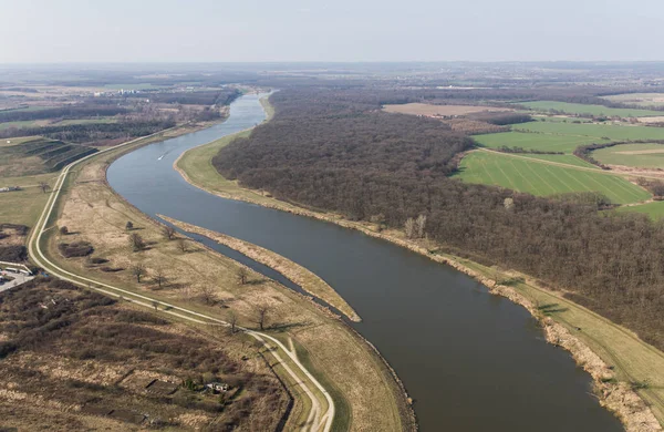 Flygfoto Över Floden Odra Wroclaw Polen — Stockfoto