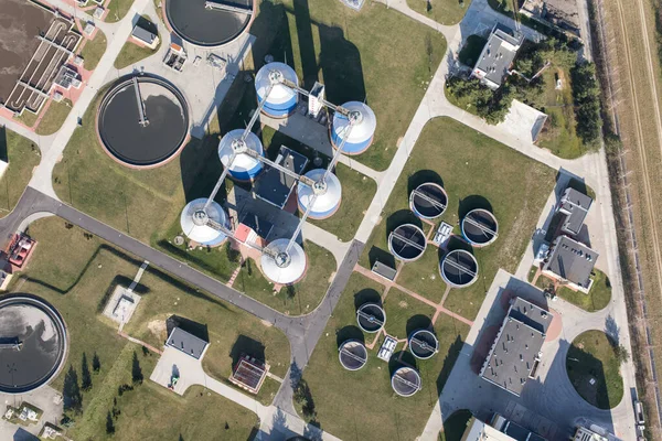 波兰Wroclaw废水处理厂空中视图 — 图库照片