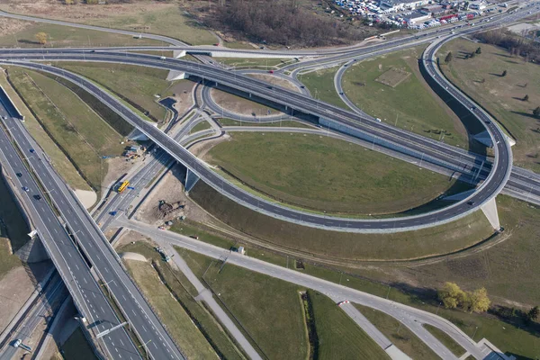 Aerial View Highway Poland Wroclaw — Stock Photo, Image