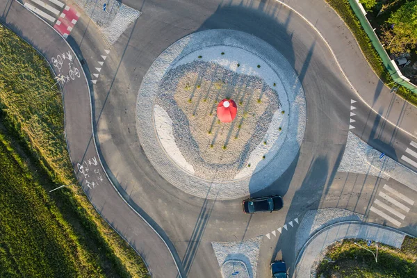 Luftaufnahme Des Kreisverkehrs Dorf Biala Nyska Polen — Stockfoto