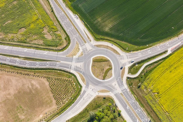 Aerial View Roundabout Glebinow Village Poland — Stock Photo, Image