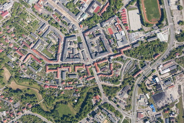 Aerial view of the Nysa city in Poland