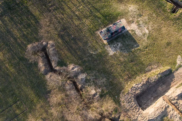 Aerial View Army Training Trench Wroclaw City Poland — Stock Photo, Image