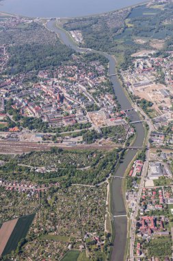 Polonya Nysa şehir banliyölerin havadan görünümü