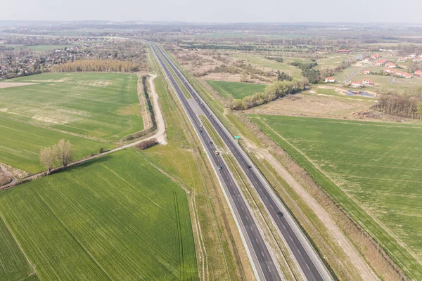 Luftaufnahme Der Autobahn Der Nähe Der Stadt Breslau Dolny Slask — Stockfoto