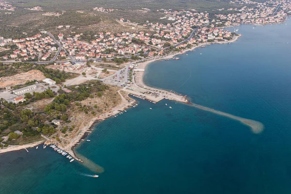 Vista Aérea Costa Croacia Cerca Ciudad Sibenik — Foto de Stock
