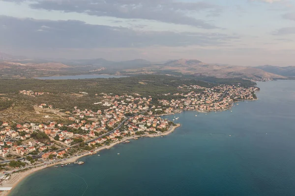 Uitzicht Vanuit Lucht Kroatische Kust Bij Sibenik Stad — Stockfoto