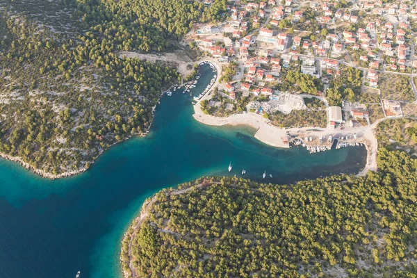 Uitzicht Vanuit Lucht Kroatische Kustlijn Bij Vodice Stad — Stockfoto