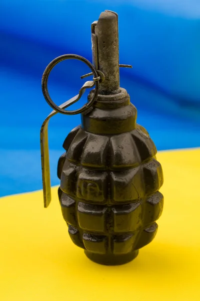 Hand Grenades Ukrainian Flag — Stock Photo, Image