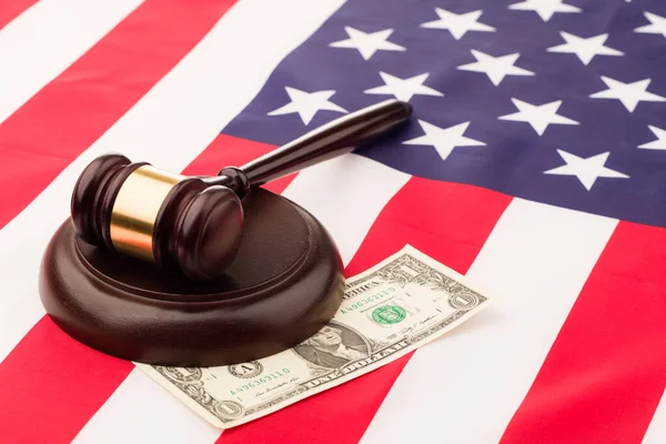 Lawyer Gavel American Flag — Stock Photo, Image