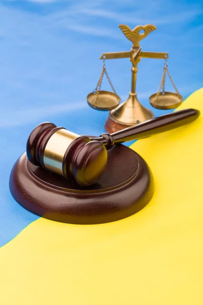 Lawyer Gavel Ukrainian Flag — Stock Photo, Image