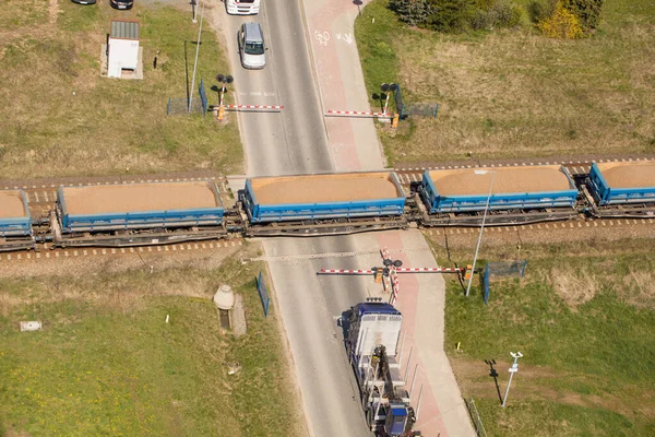 Εναέρια Άποψη Της Σιδηροδρομικής Αμαξοστοιχίας Στην Πολωνία — Φωτογραφία Αρχείου