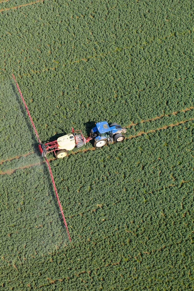 Luchtfoto Van Trekker Oogstvelden Polen — Stockfoto