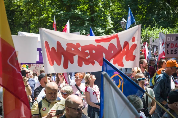 Varsovie Pologne Juin 2023 Manifestation Des Manifestants Contre Gouvernement — Photo