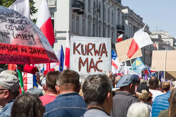Варшава Польща Червня 2023 Демонстрація Протестувальників Проти Уряду — стокове фото