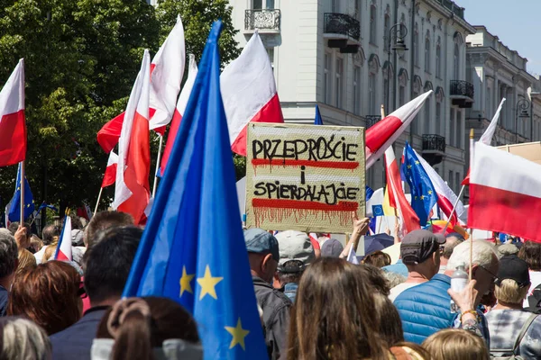 Warszawa Polen Juni 2023 Demonstration Demonstranter Mot Regeringen — Stockfoto