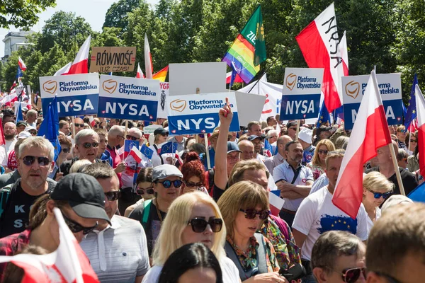 Warszawa Polen Juni 2023 Demonstration Demonstranter Mot Regeringen — Stockfoto