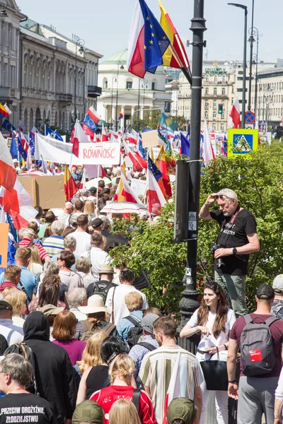 Varșovia Polonia Iunie 2023 Demonstrarea Protestatarilor Împotriva Guvernului — Fotografie, imagine de stoc