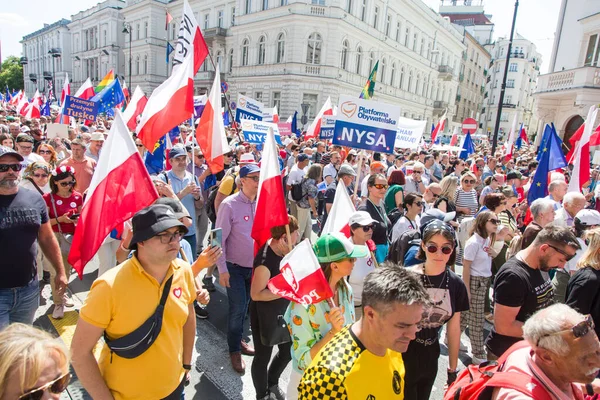 Varsóvia Polônia Junho 2023 Manifestação Manifestantes Contra Governo — Fotografia de Stock