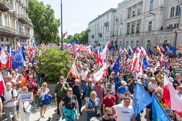 Warszawa Polska Czerwca 2023 Demonstracja Protestujących Przeciwko Rządowi Zdjęcie Stockowe