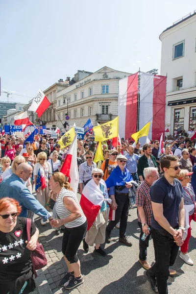 Varsovie Pologne Juin 2023 Manifestation Des Manifestants Contre Gouvernement — Photo