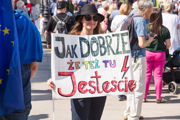 Varşova Polonya Haziran 2023 Hükümet Karşıtı Protestocular — Stok fotoğraf