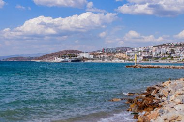 Kusadasi Harbour and Pigeon Island. Aegean coast of Turkey. clipart