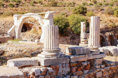 Ancient city Ephesus (Efes) in Turkey. Ancient architectural structures UNESCO cultural heritage.Selcuk TURKEY