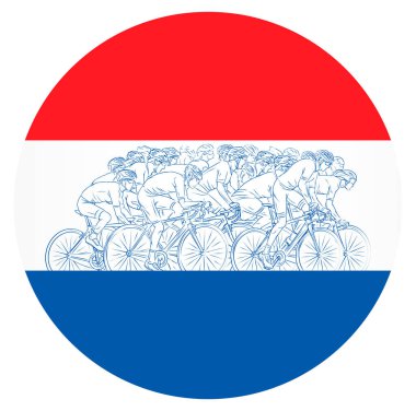 Hollanda bayrağının arka planında bisiklet logosu