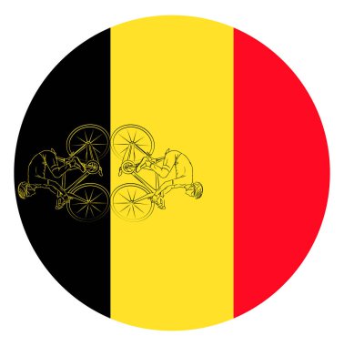 Belçika bayrağının arka planında bisikletçi