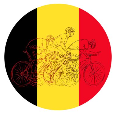 Belçika bayrak vektörünün arka planında bisikletçi