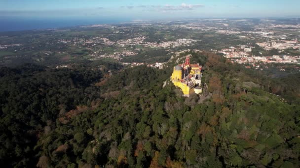 Sintra Португалія Листопада 2022 Пфальцський Палац Романтичний Замок Горах Сінтра — стокове відео
