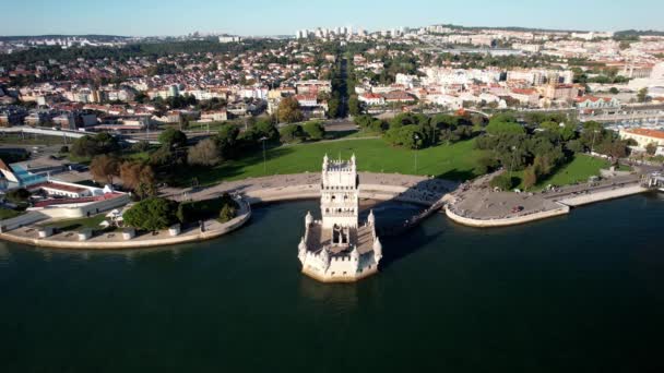 Lisbona Portogallo Novembre 2022 Ipervoluzione Aerea Del Monumento Storico Monument — Video Stock