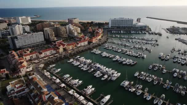 Vilamoura Algarve Portugal November 2022 Beautiful Aerial Perspective Vilamoura Marina — 图库视频影像