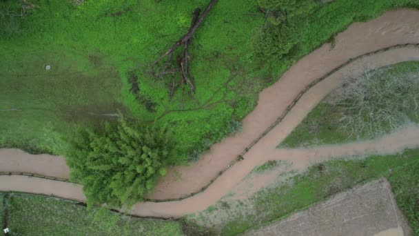 Riprese Aeree Drone Inondazioni Nei Pressi Ribeira Das Vinhas Cascais — Video Stock