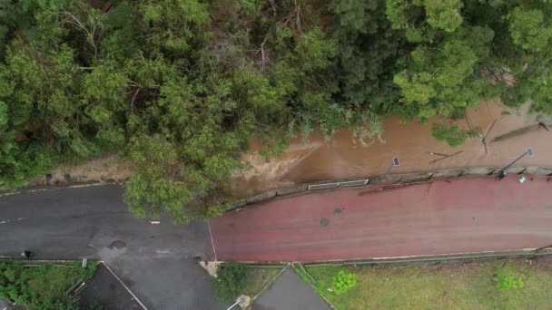 Letecké Záběry Záplav Poblíž Ribeira Das Vinhas Cascais Portugalsko Důsledku — Stock video