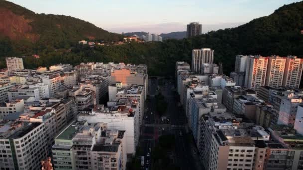Rising Buildings Copacabana Revealing Botafogo Bay Sugarloaf Mountain Rio Janeiro — Vídeo de Stock