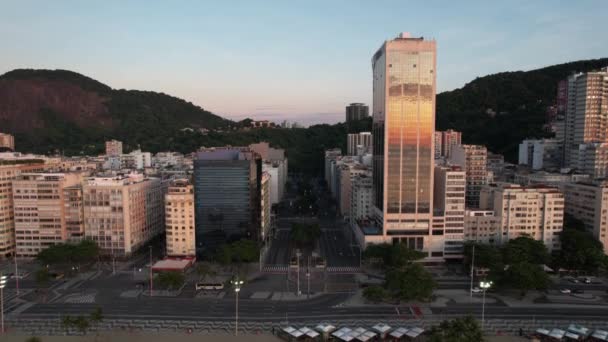 Rising Buildings Copacabana Revealing Christ Redeemer Statue Rio Janeiro Brazil — 图库视频影像