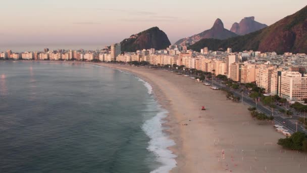 Aerial Drone View Copacabana Beach Rio Janeiro Brazil Iconic Carioca — Vídeo de Stock