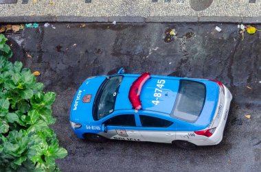 RIo de Janeiro, RJ, Brazil - February 7, 2023: Rio de Janeiro Military Police car patrolling Copacabana neighbourhood in Rio de Janeiro, Brazil