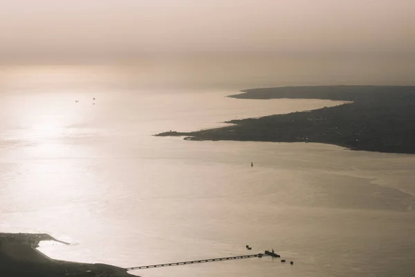 Вид Воздуха Реку Тагус Возле Лиссабона Португалия Закате — стоковое фото